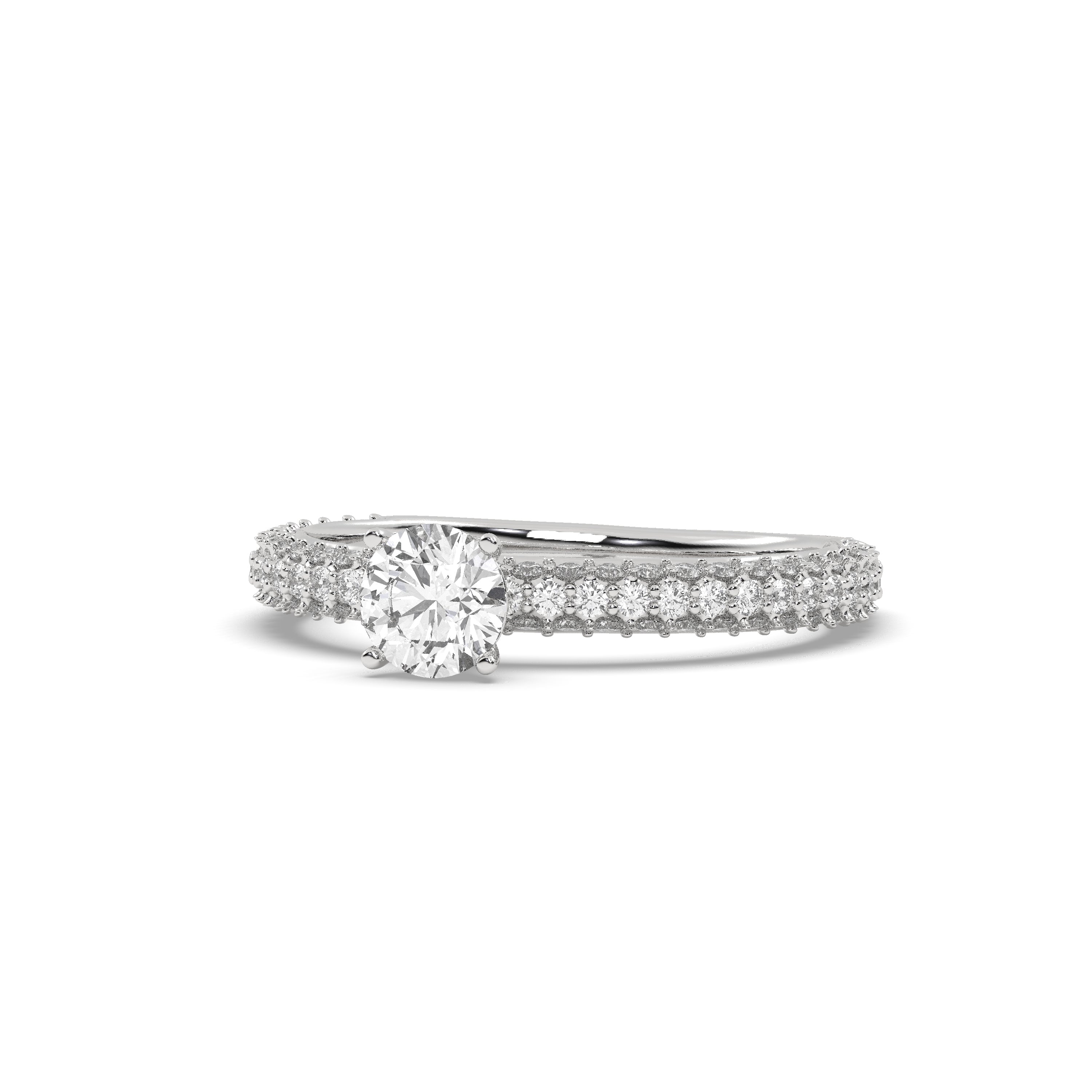 White Gold Studded 1.138 Carat Lab Grown Diamond Ring-F Color VS1 Clarity.
